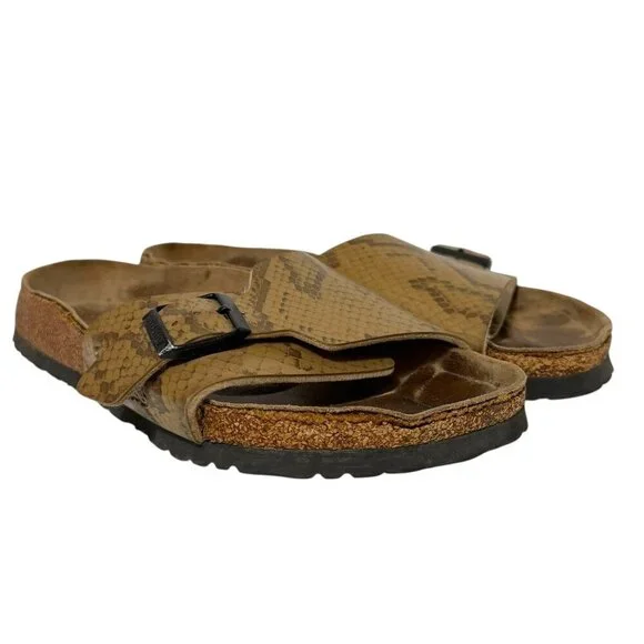 Birkenstock Birki's Catalina Snakeskin Gold Slide Sandals Women’s Size 8 *FLAWS* - Picture 6 of 16